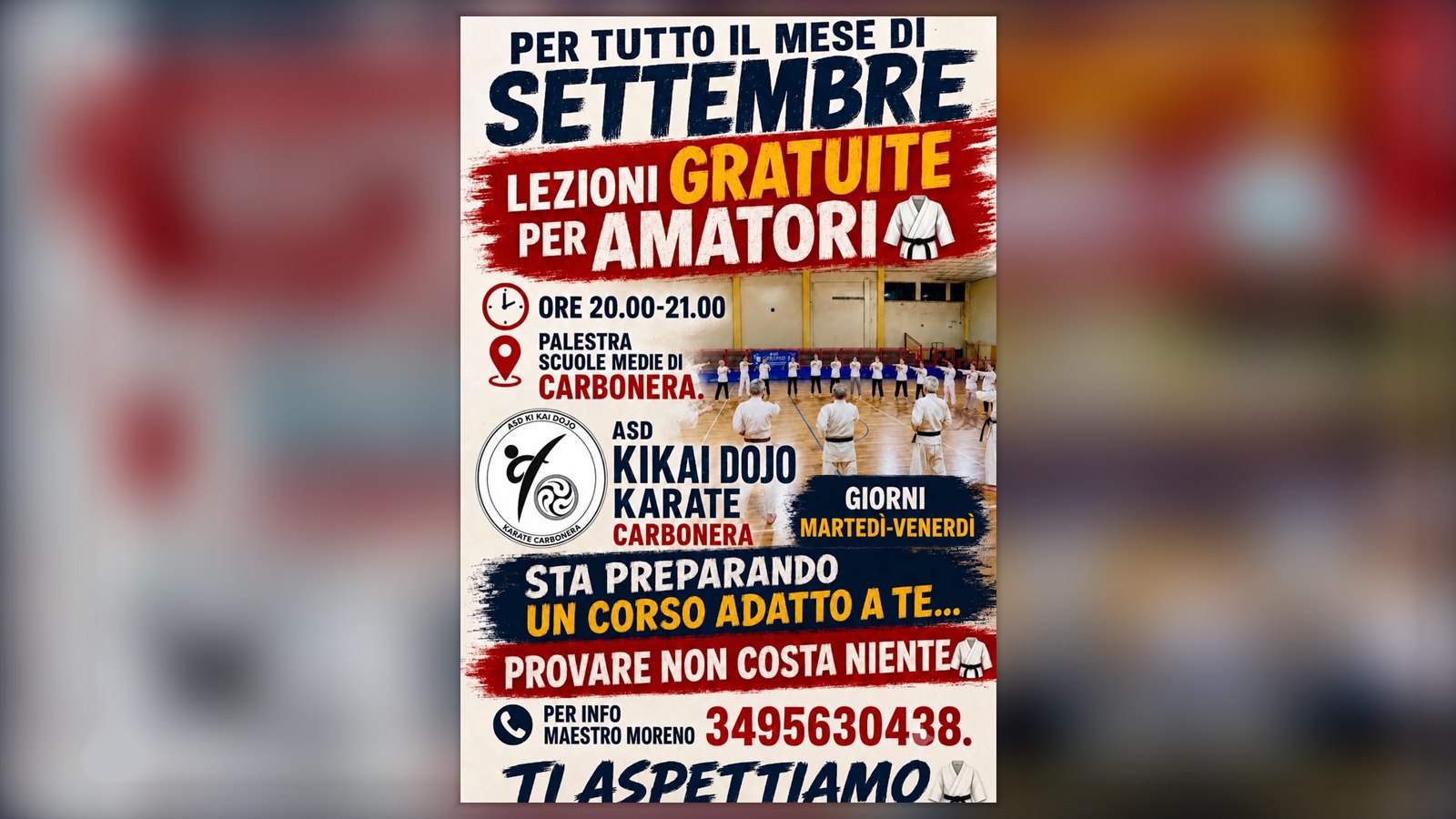 A settembre le lezioni di karate per amatori sono gratuite